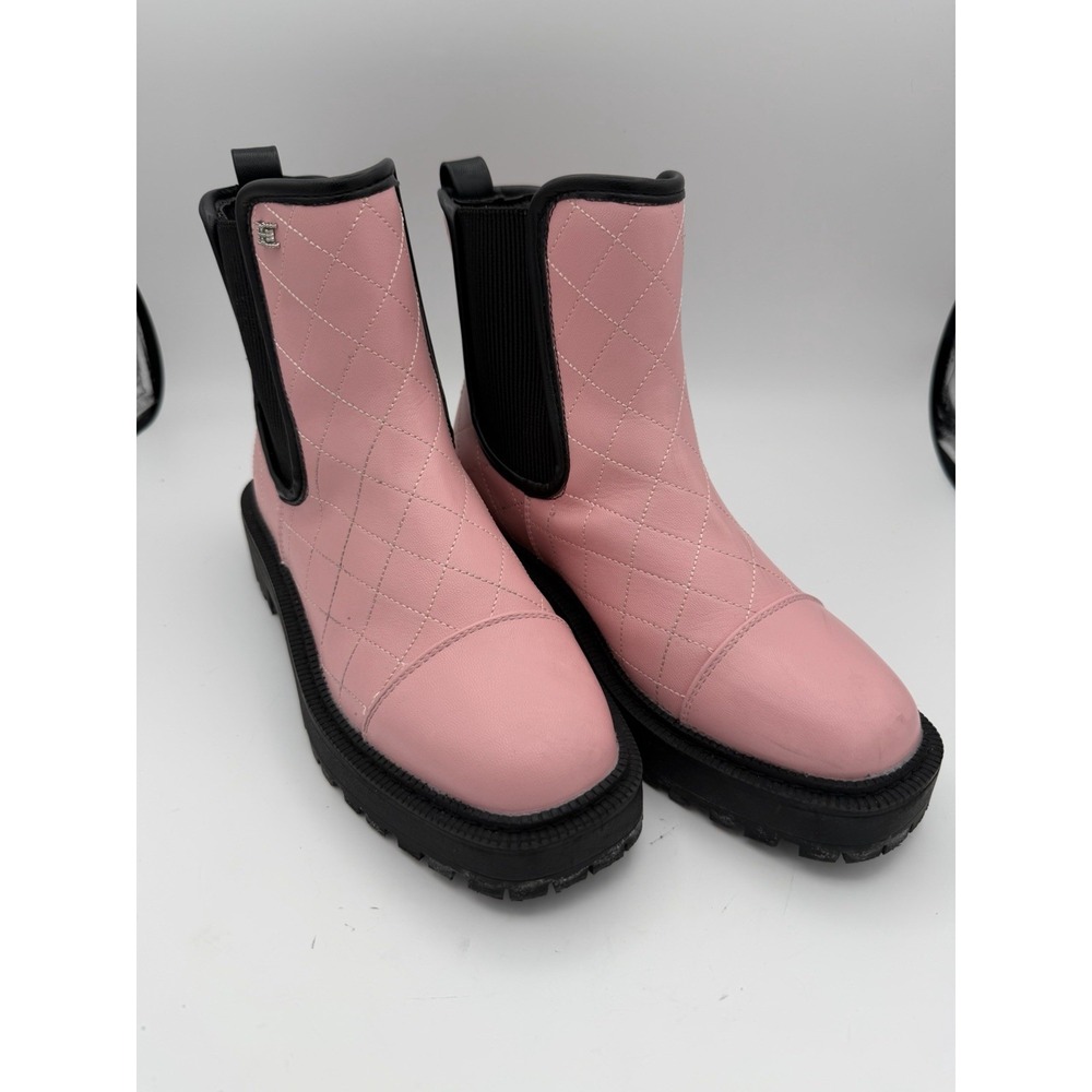 Sam Edelman Pink Quilted Chelsea Ankle Boots Lug Sole Women's US 4.   ‎  1768